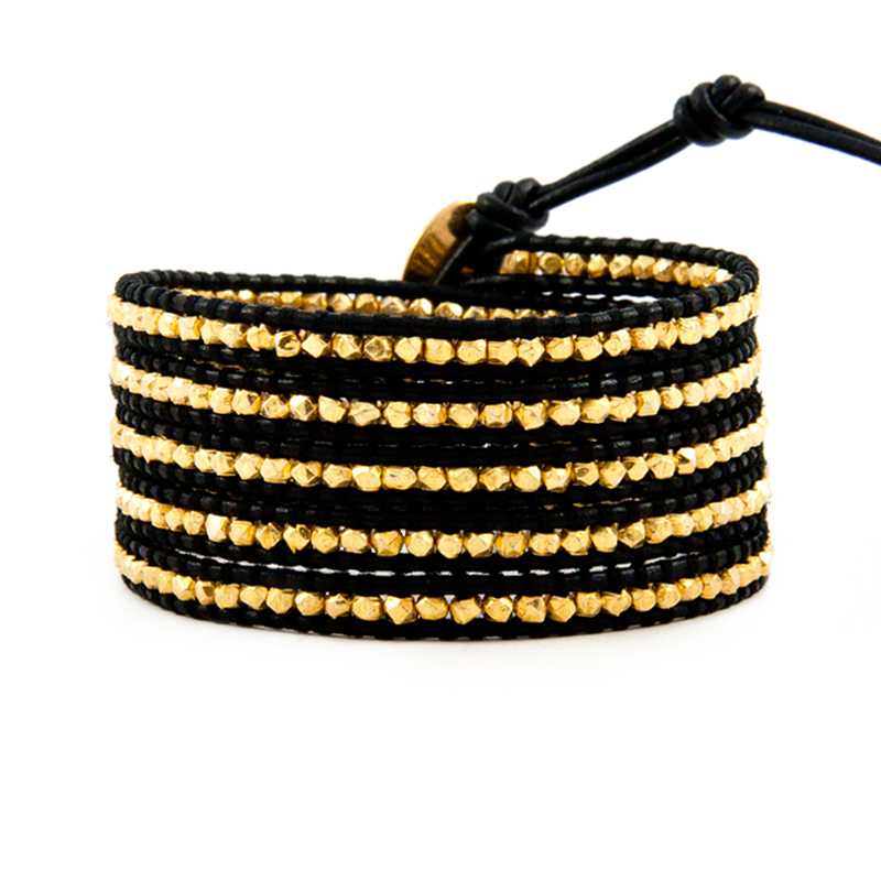 Black with Gold Wrap Bracelets