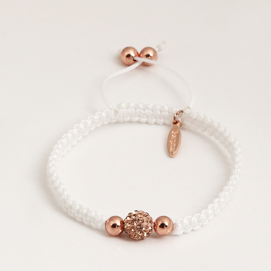 white cord 6 mm rose gold